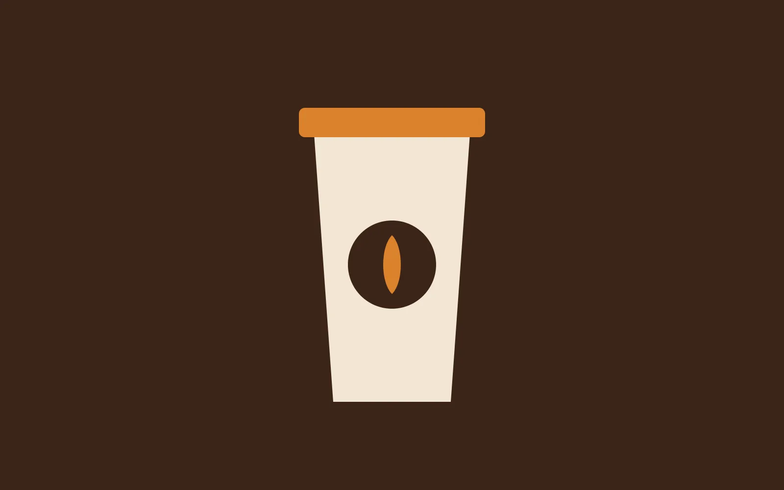 Copo para viagem creme com o símbolo do Café Moenda